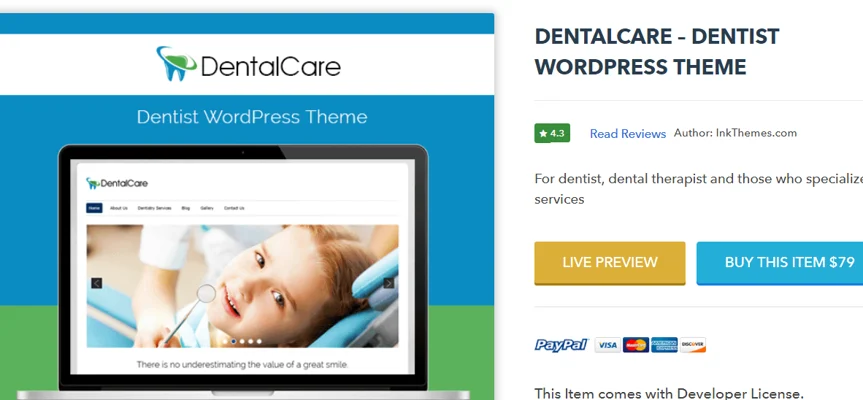 Dentist wordpress theme, dental care theme