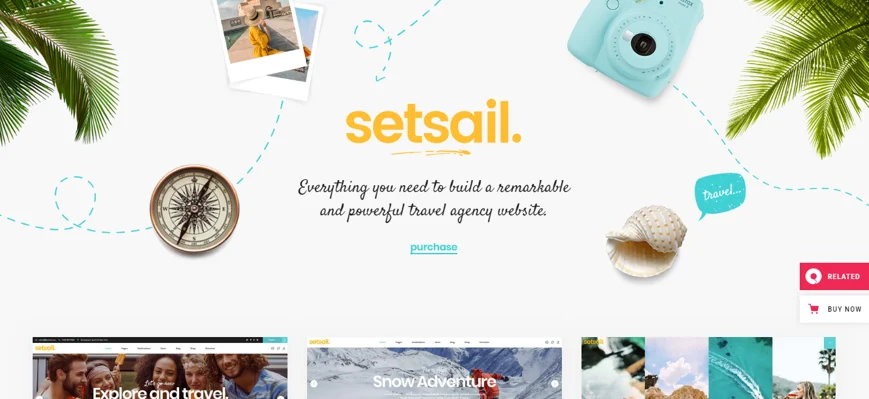 setsail theme, travel sites