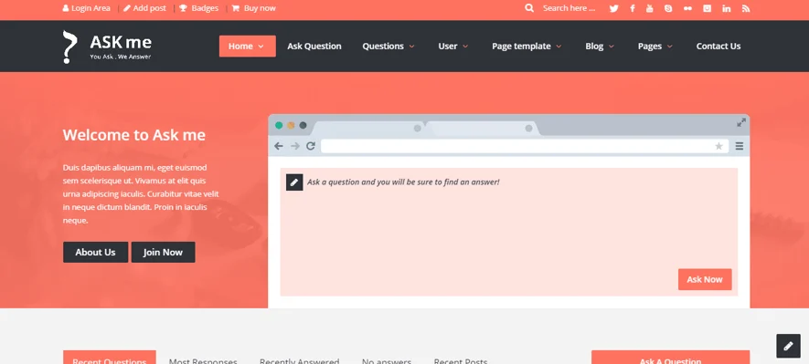 Ask me theme, WordPress Forum Themes