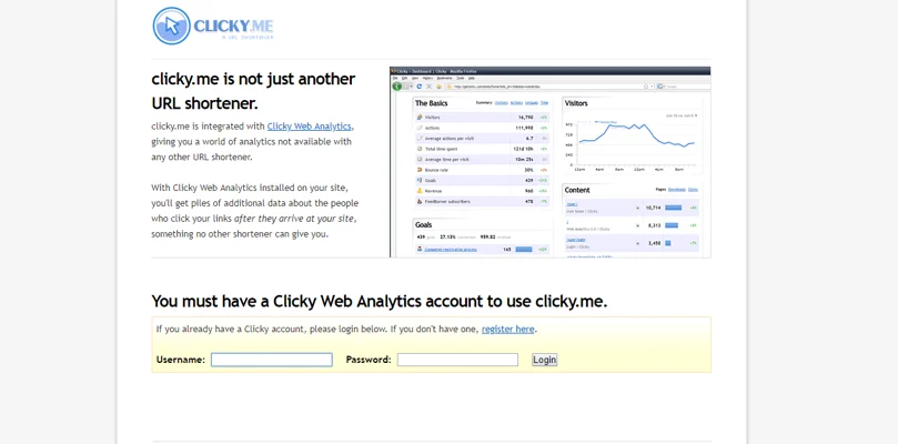 clicky.me website, URL Shortener Websites