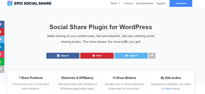 epic social share plugin, best free and paid WP plugin