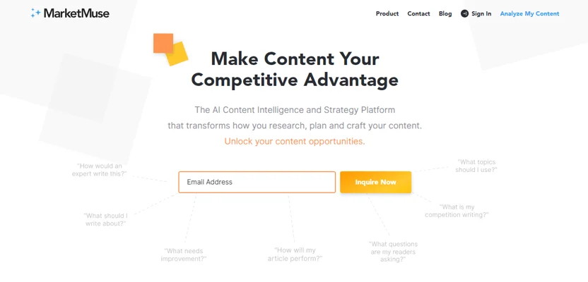 AI tools for marketing, marketmuse platform