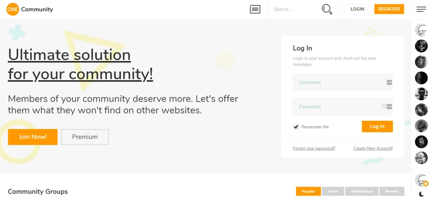 onecommunity theme, best free and paid theme