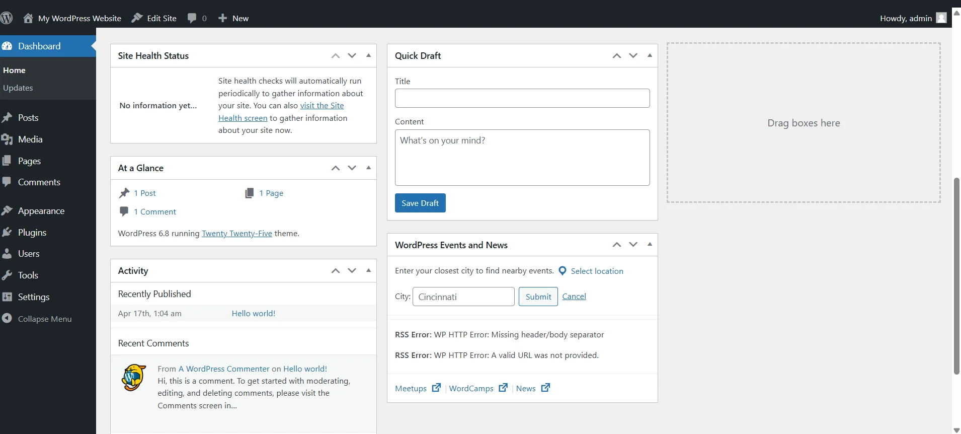 WordPress Dashboard