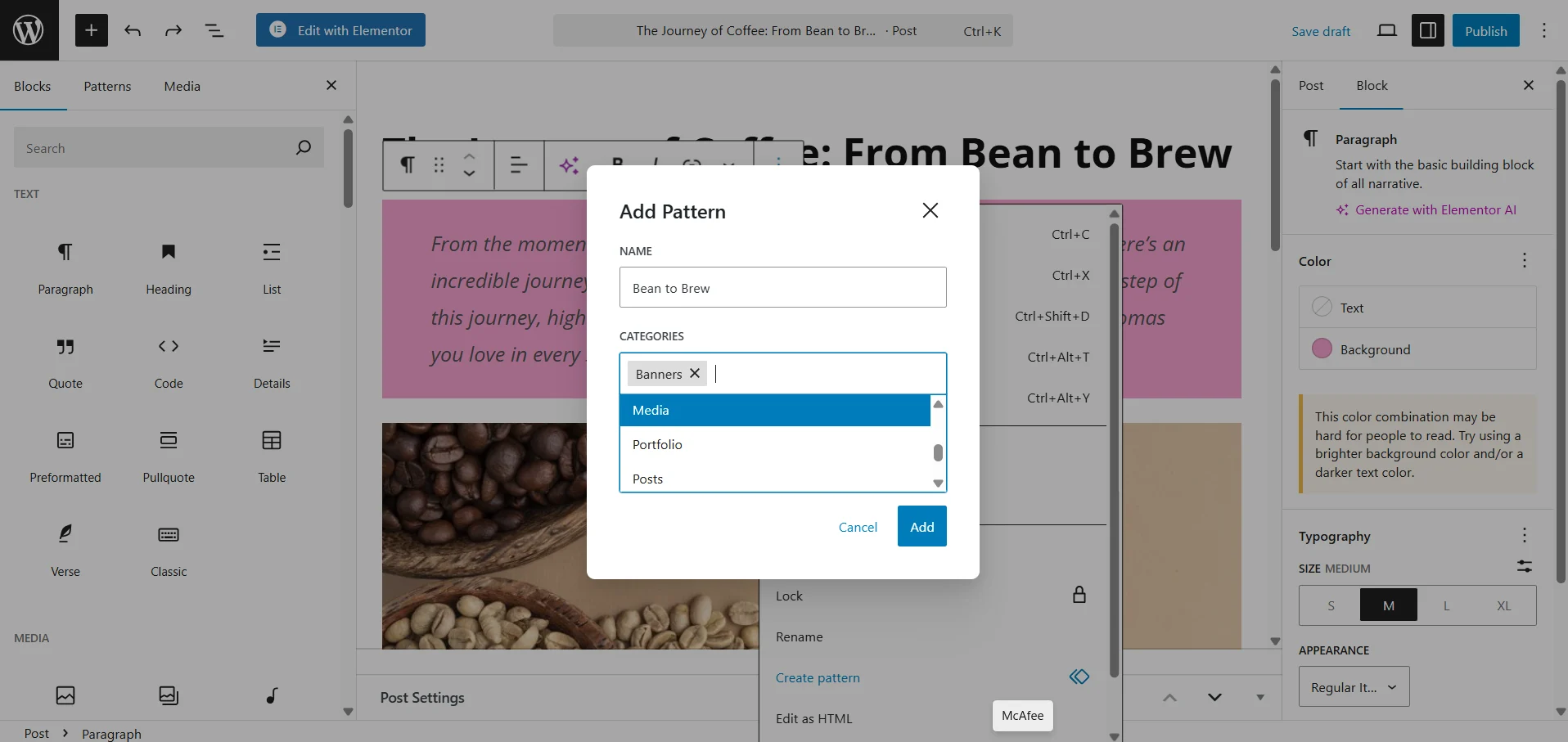 Content Planning with WordPress block editor