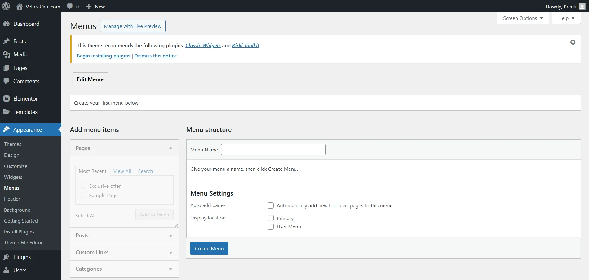 Create Menus in WordPress