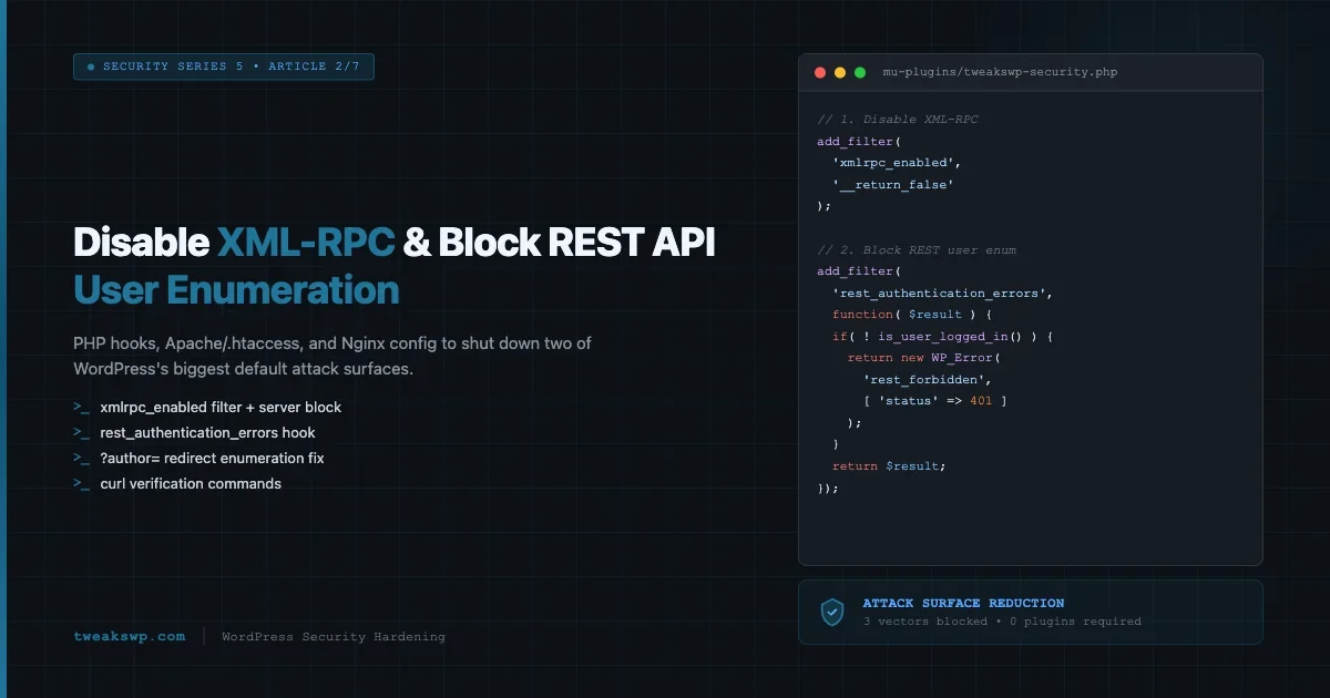 How to Disable XML-RPC and Block REST API User Enumeration in WordPress