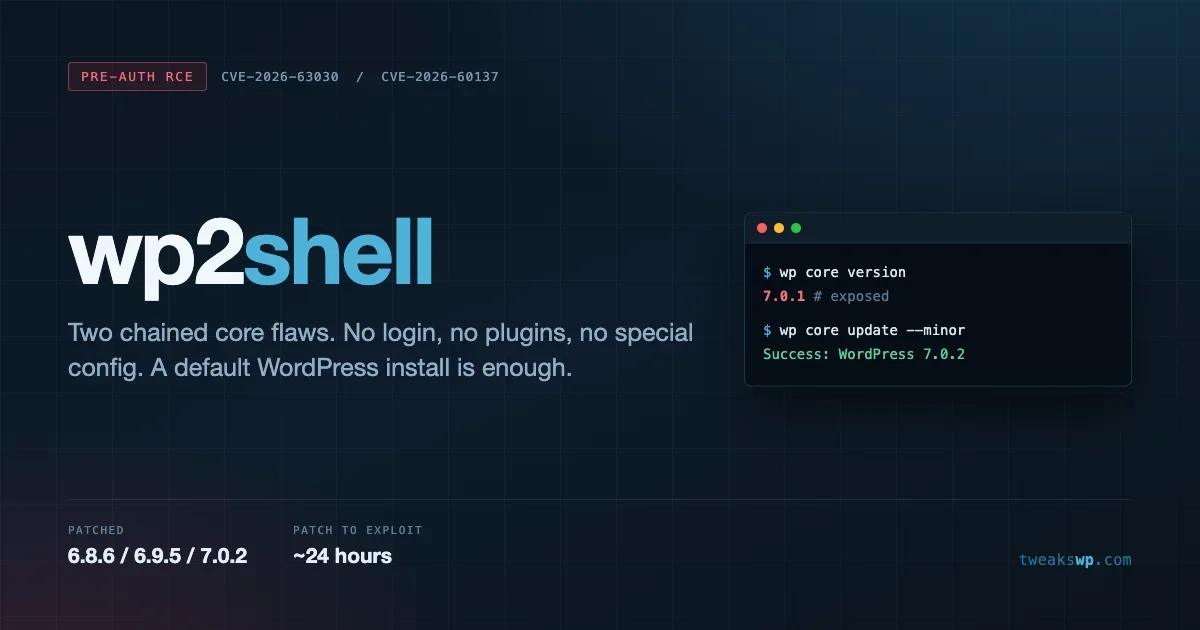 wp2shell: The WordPress Core RCE Chain That Needs No Login