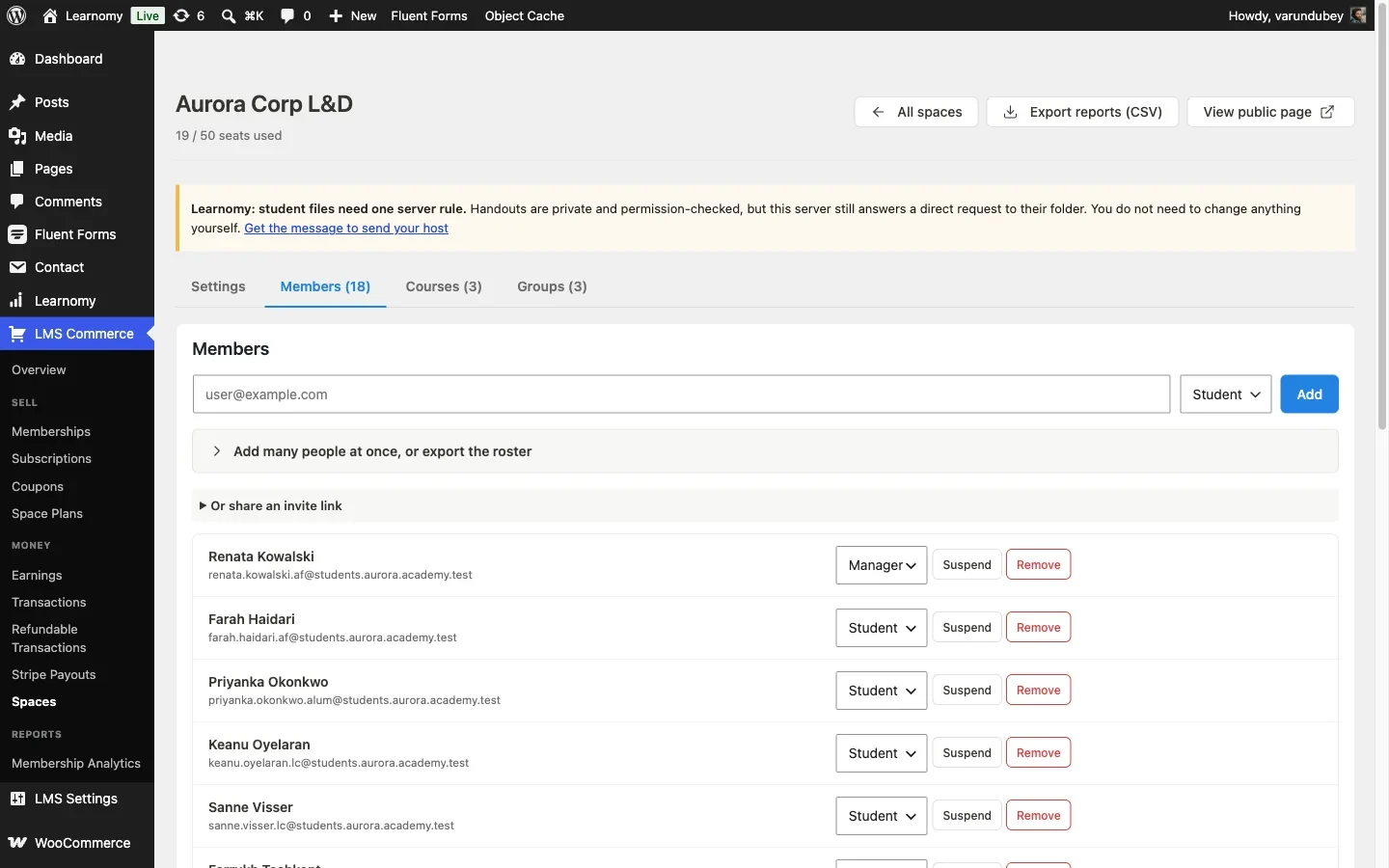 Learnomy space overview for onboarding structure