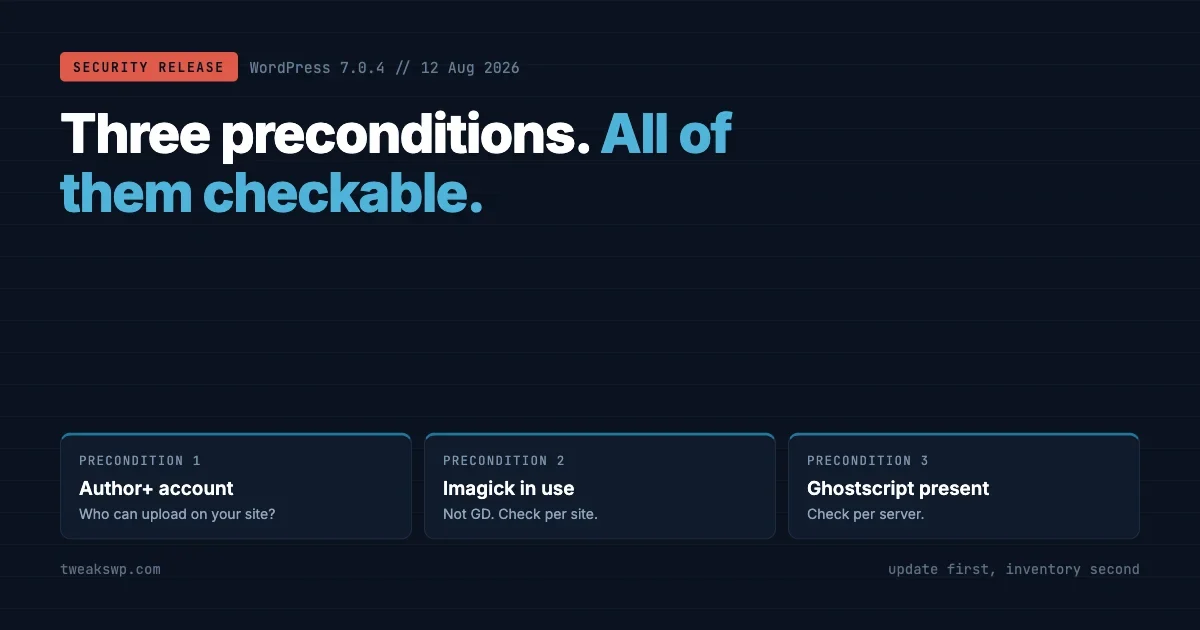 WordPress 7.0.4 Is a Security Release. Check Imagick.