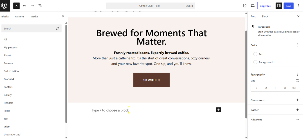 WordPress Block Patterns