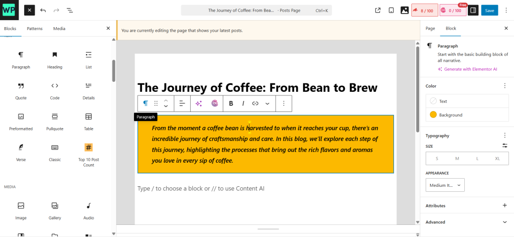 WordPress Gutenberg editor