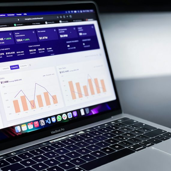 Laptop showing performance analytics, representing ad reporting
