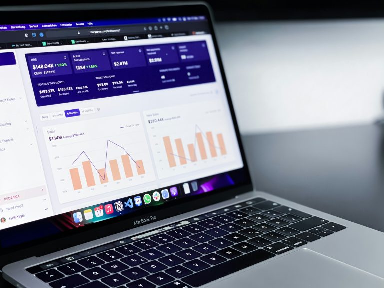 Laptop showing performance analytics, representing ad reporting