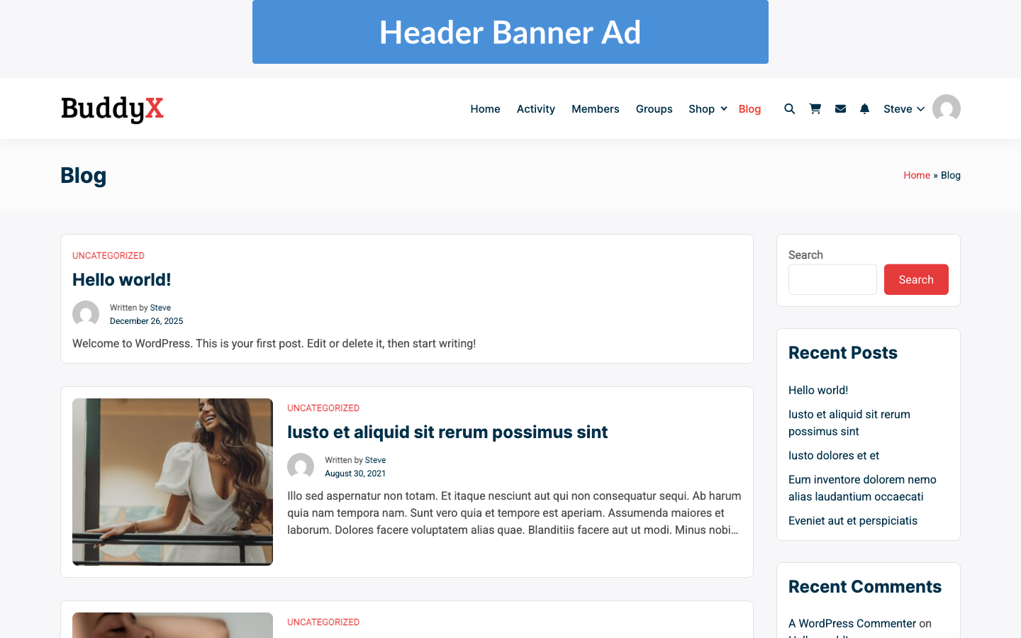 Header banner ad shown above the blog archive