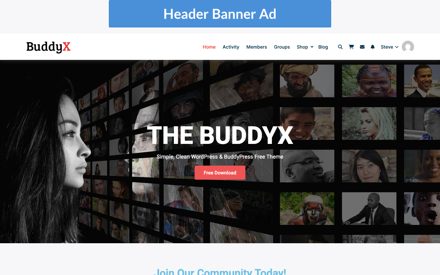 Header banner ad shown on the homepage