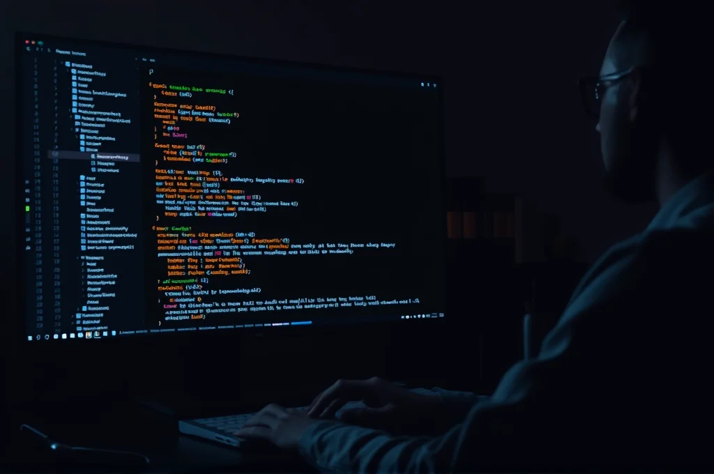 WordPress developer editing wp-config.php file with security and performance settings highlighted