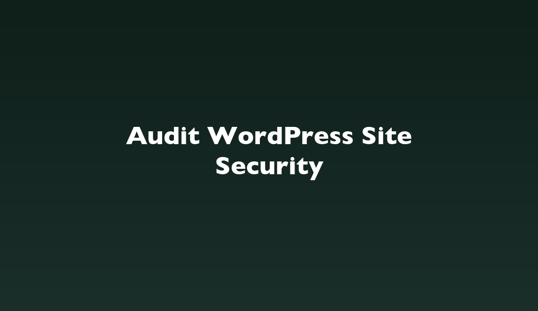 Audit WordPress Site Security