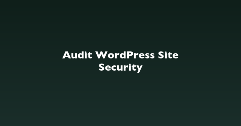 Audit WordPress Site Security