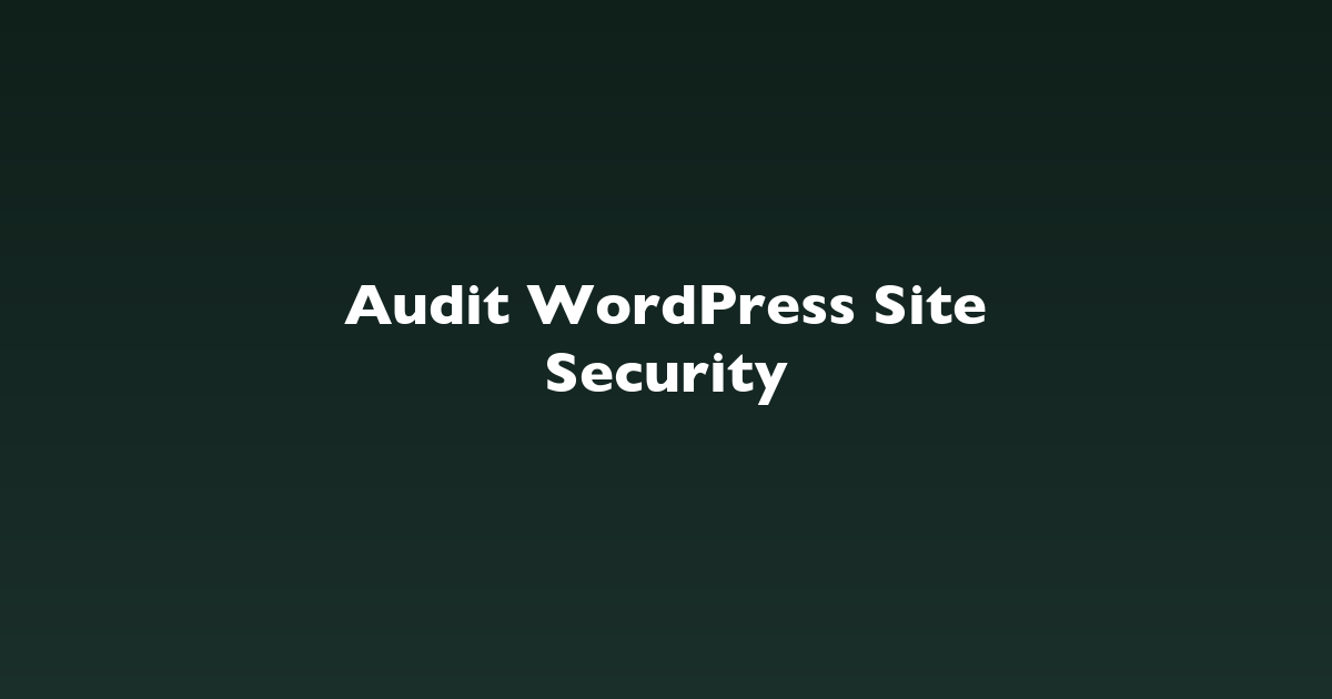 Audit WordPress Site Security