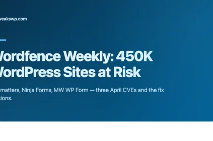 Banner for Wordfence April 2026 Perfmatters Ninja Forms MW WP Form CVE