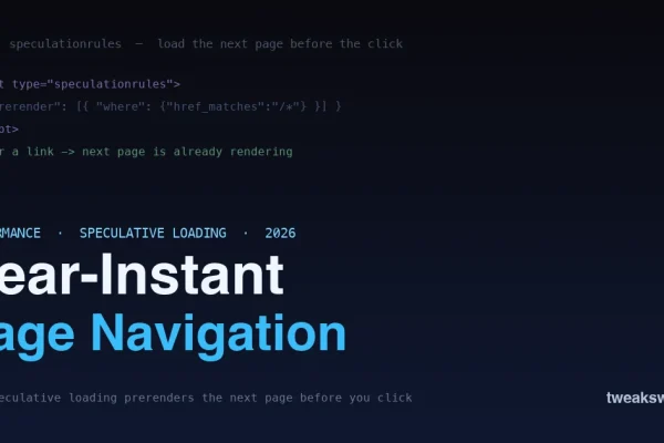 Speculative loading in WordPress - speculation rules prerender the next page before the click, on a dark terminal
