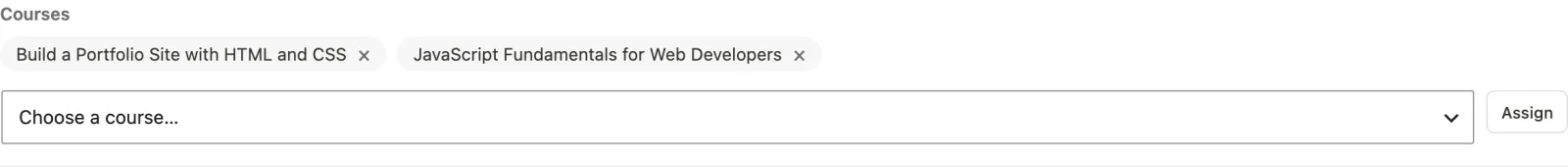 Assigning courses to a partner group